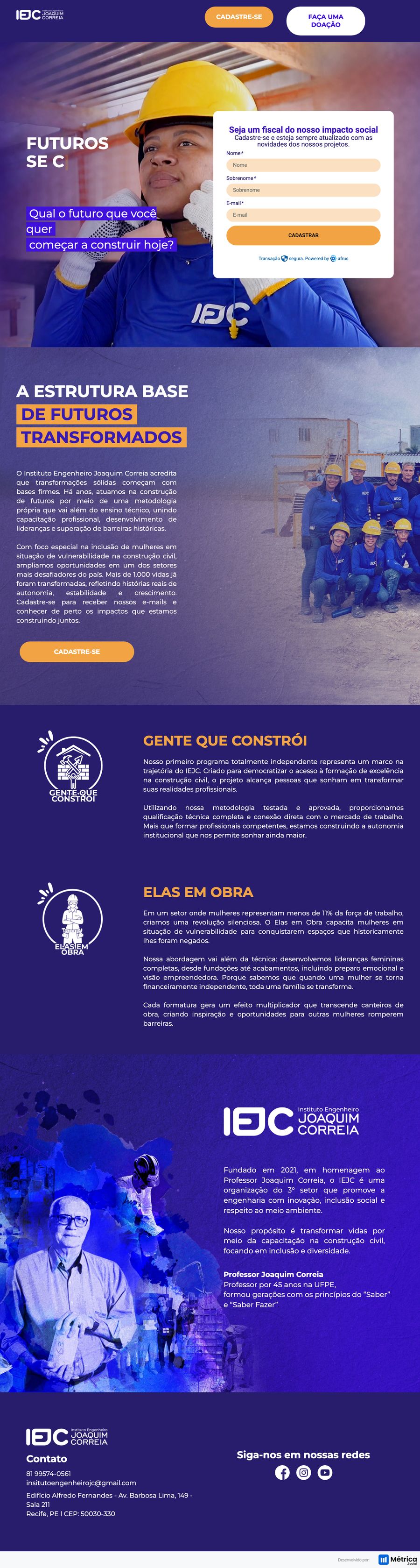Landing page do IEJC no ar
