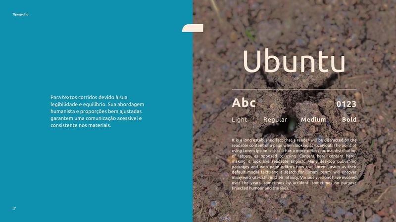 Prancha da tipografia Ubuntu, usada nos textos corridos da identidade